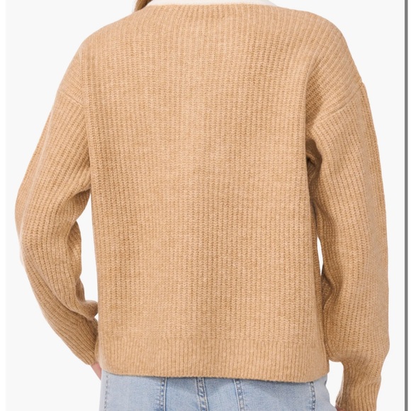 NWT | Nordstrom | L | Half zip colorbock sweater | latte heather - Picture 2 of 10